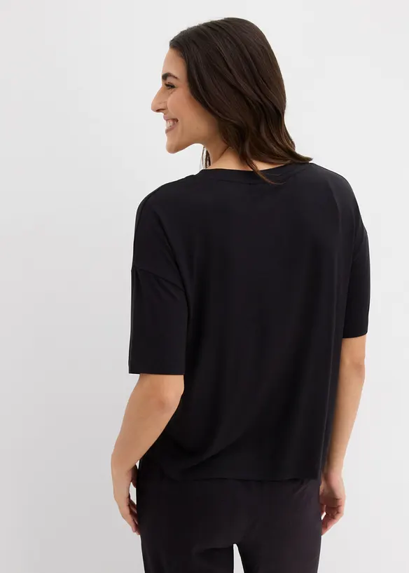 Verkürztes Shirt mit überschnittener Schulter, bonprix
