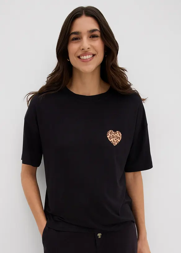 Verkürztes Shirt mit überschnittener Schulter, bonprix