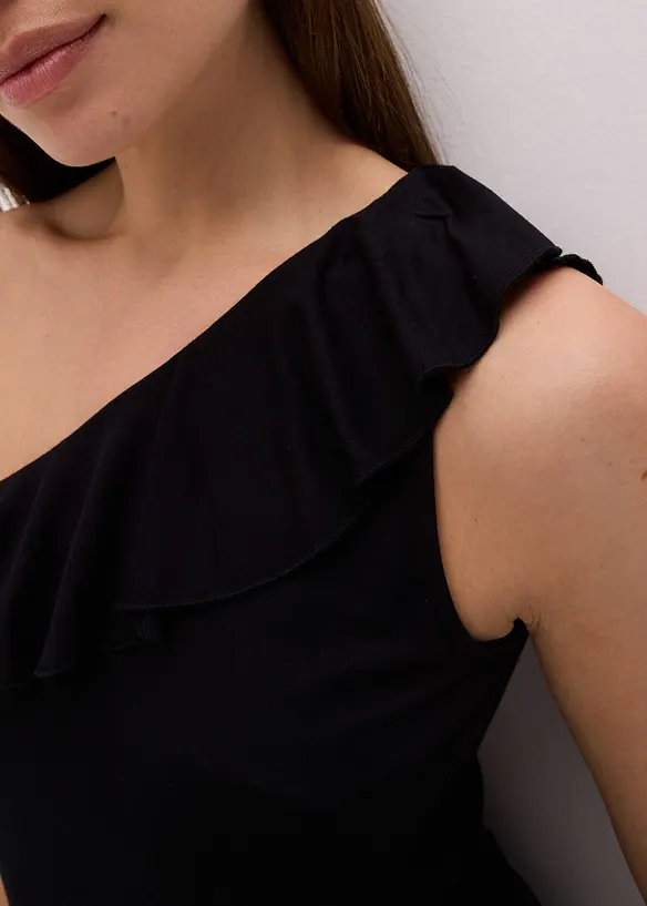 One-Shoulder-Top mit Volant aus softem Viskose-Mix, bonprix