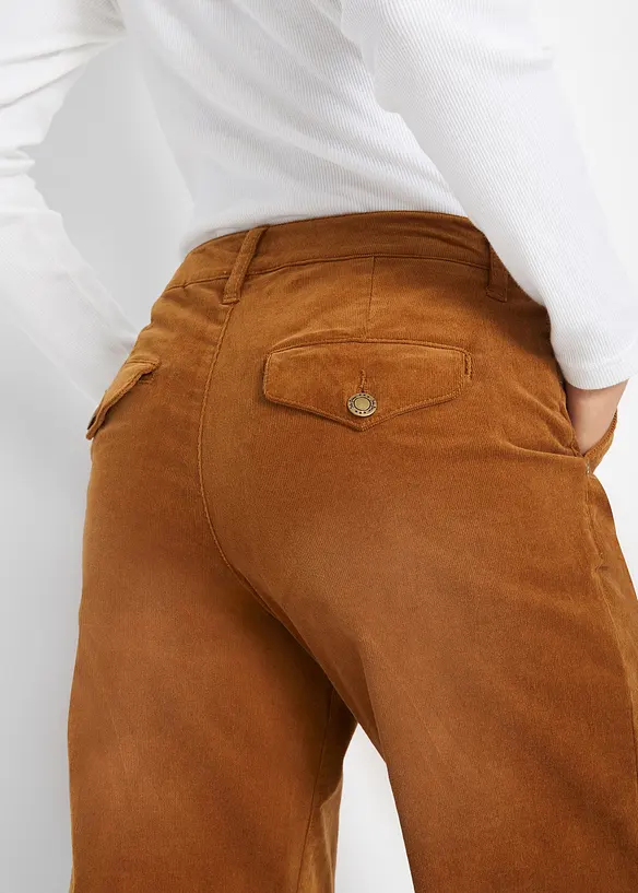 Pantalon large en velours côtelé extensible, bonprix