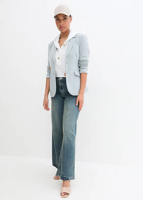 Jean large taille haute, peu extensible, bonprix