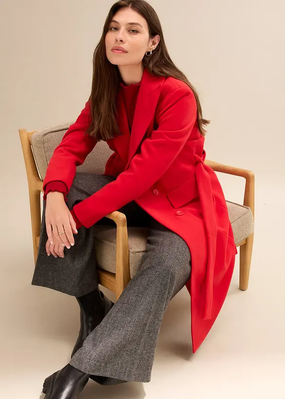 Manteau croisé court, aspect laine, bonprix