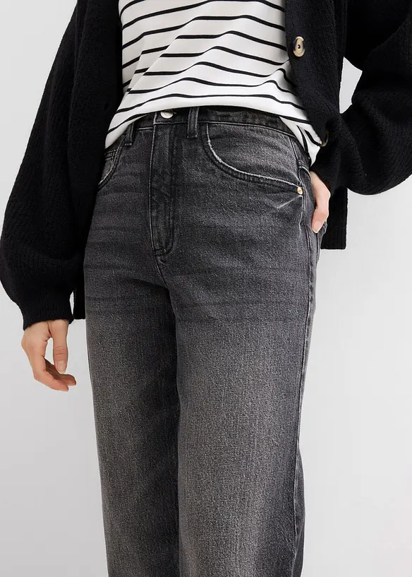 Mom Jeans High Waist, Low Stretch cropped, bonprix