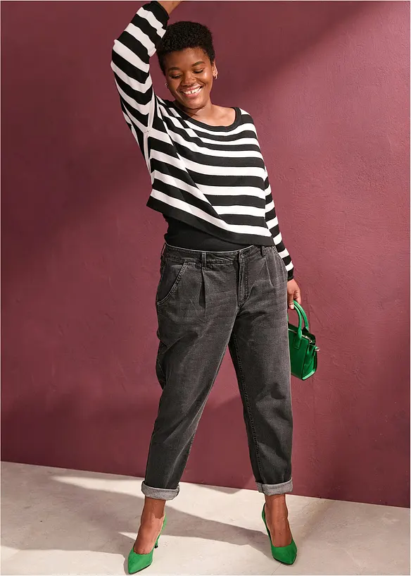 Jean Barrel, taille mi-haute, extensible, bonprix