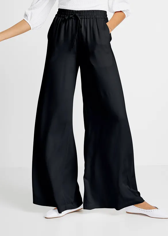 Pantalon fluide en viscose légèrement brillante, bonprix