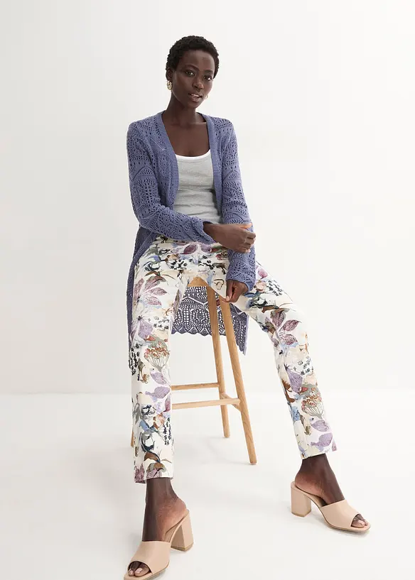 Pantalon extensible imprimé fleurs, bonprix
