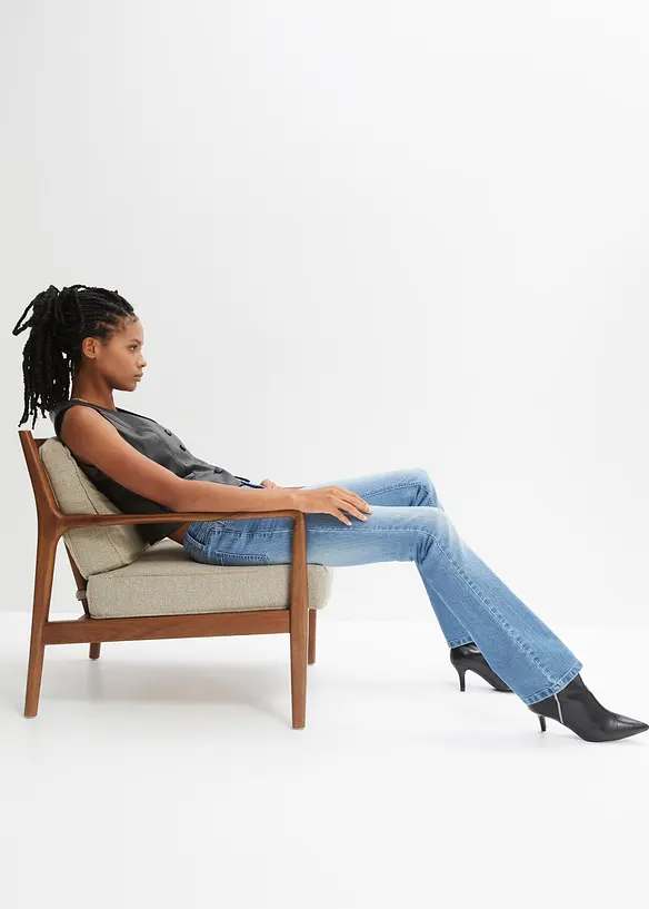 Jean flare taille mi-haute, extensible, bonprix