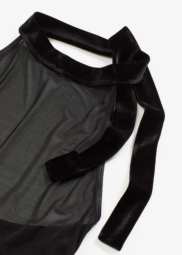 Neckholderkleid mit Samt, bonprix