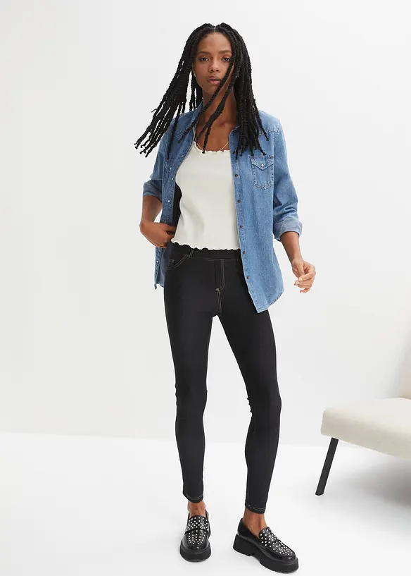 Legging aspect jean en coton mélangé, bonprix