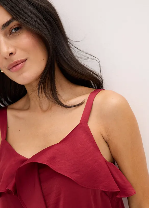 Top à bretelles fines en satin brillant, bonprix