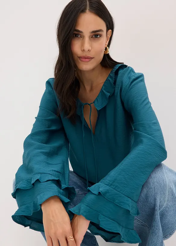 Blouse bohème en fine viscose mélangée, bonprix