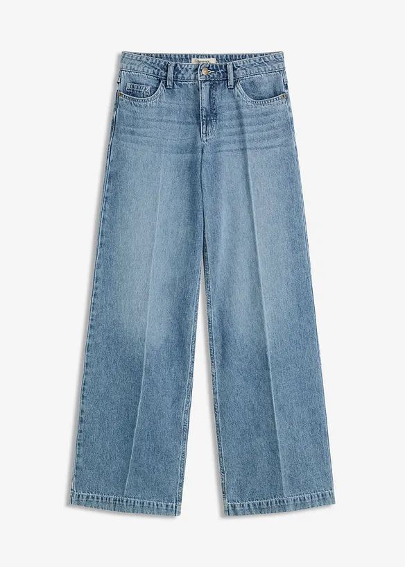 Jean large taille mi-haute, longueur sol, peu extensible, bonprix