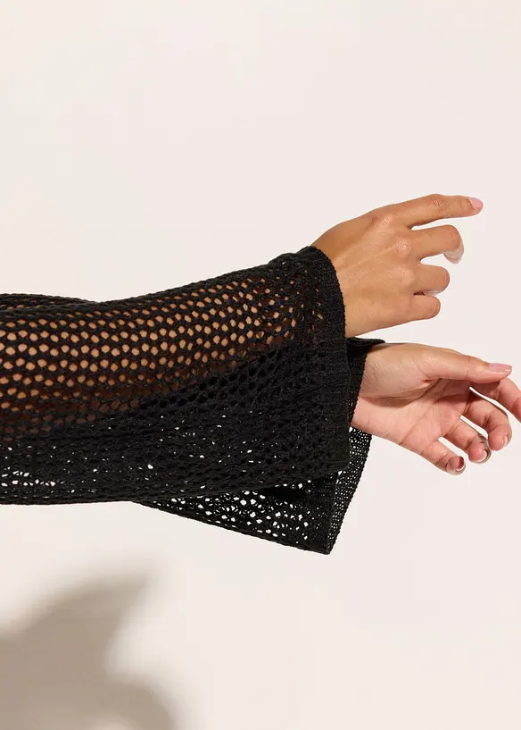 Transparente Strand Ajour-Strickjacke, bonprix
