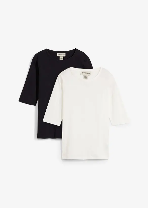 T-Shirt aus reiner Bio-Baumwolle, (2er Pack), bonprix