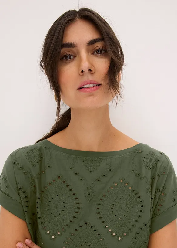 Shirt mit Lochspitze, bonprix