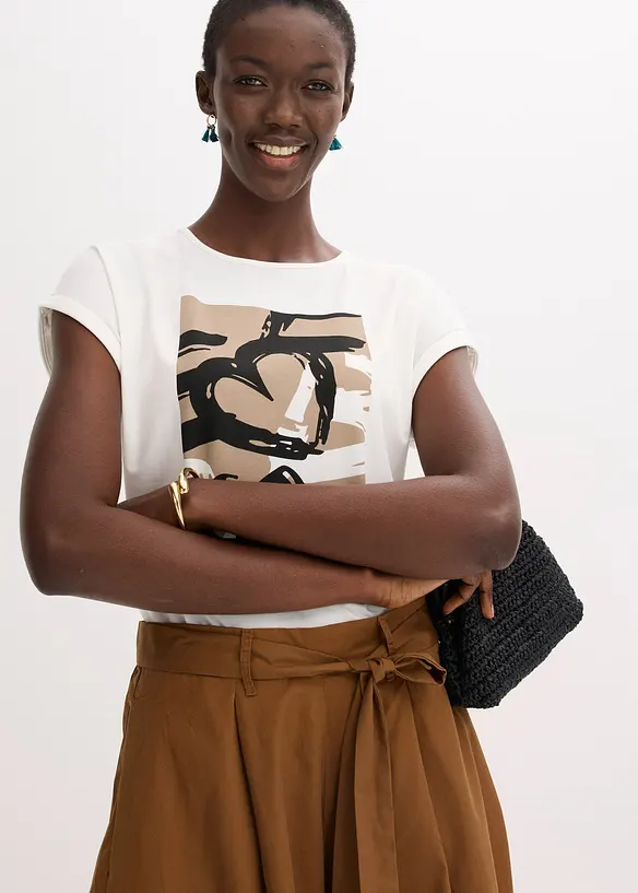 Shirt mit Viskose und Glitzersteinen, bonprix