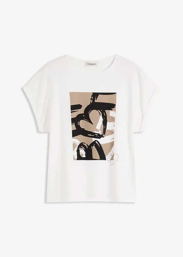 Shirt mit Viskose und Glitzersteinen, bonprix