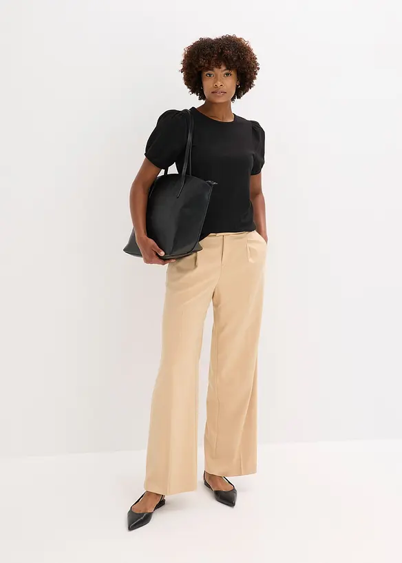 Jerseyshirt mit Ärmeln aus Baumwollpopeline, bonprix