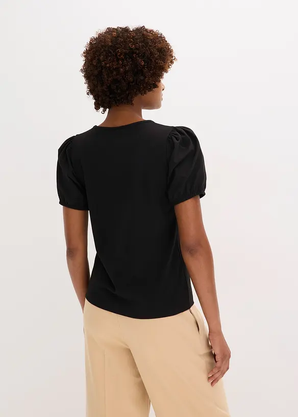 Jerseyshirt mit Ärmeln aus Baumwollpopeline, bonprix