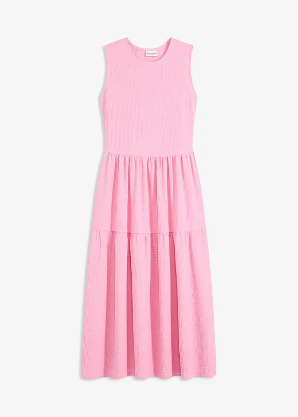 Robe midi en jersey texturé avec découpe dos, bonprix