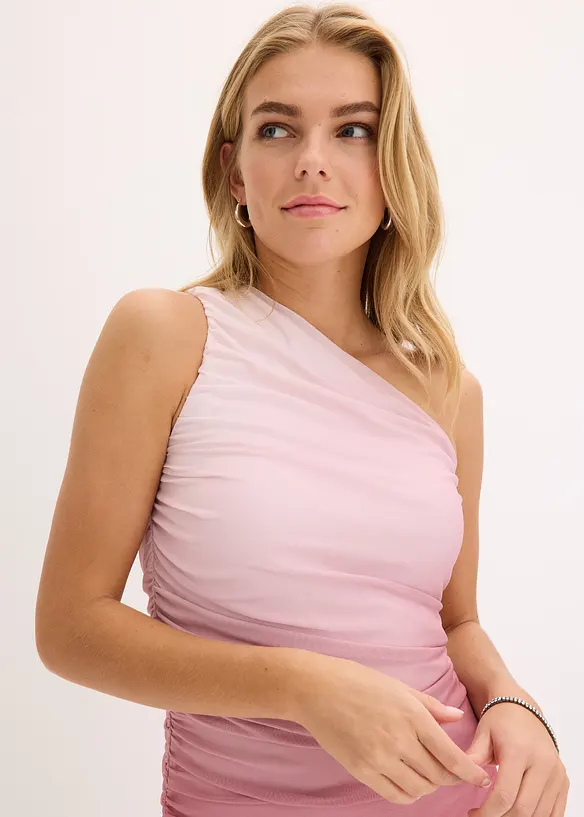 One-Shoulder-Kleid mit Mesheinsatz, bonprix