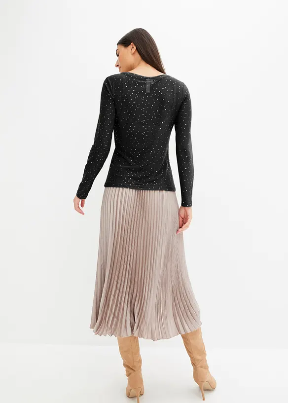 Langarmshirt aus Glitzer-Mesh, bonprix