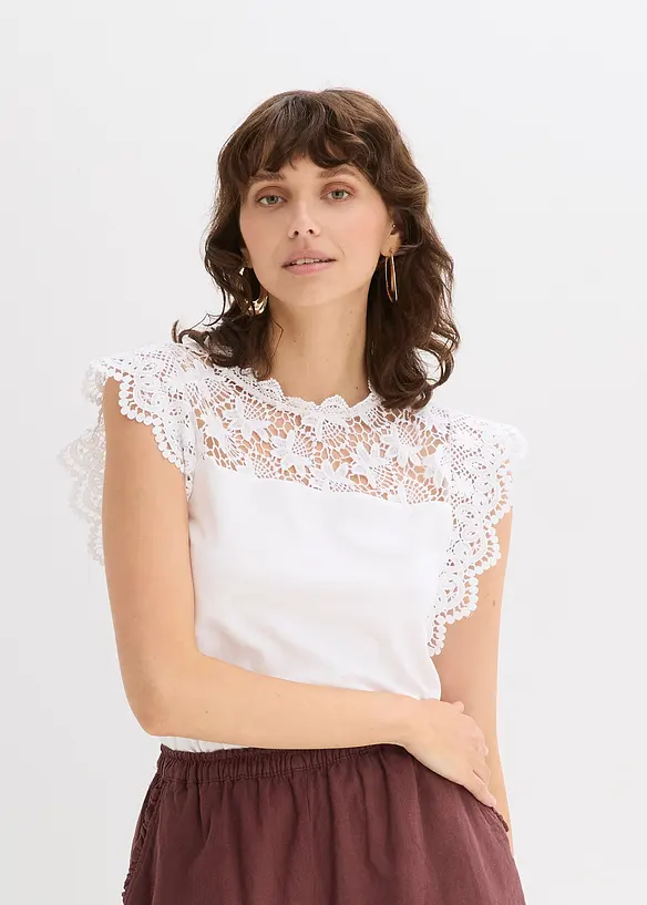 Shirt mit Spitzeneinsatz, bonprix