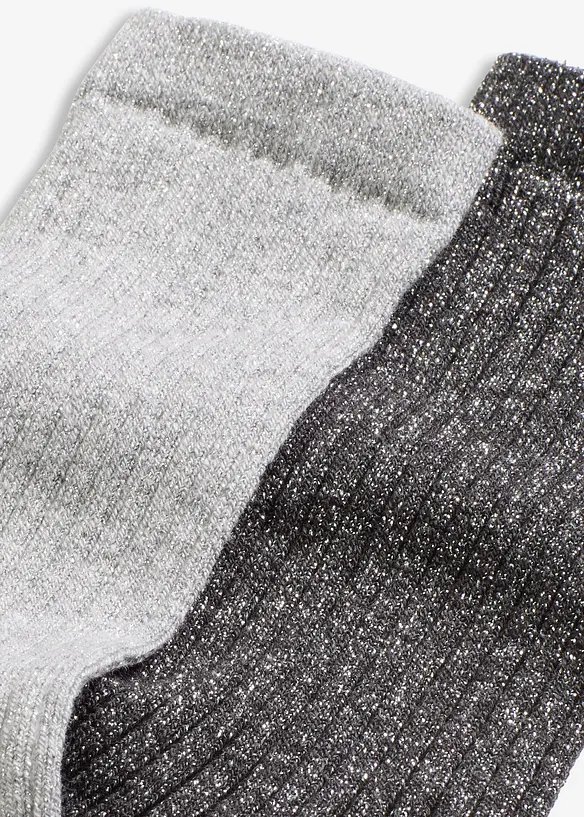 Lot de 2 paires de chaussettes avec coton et lurex, bonprix