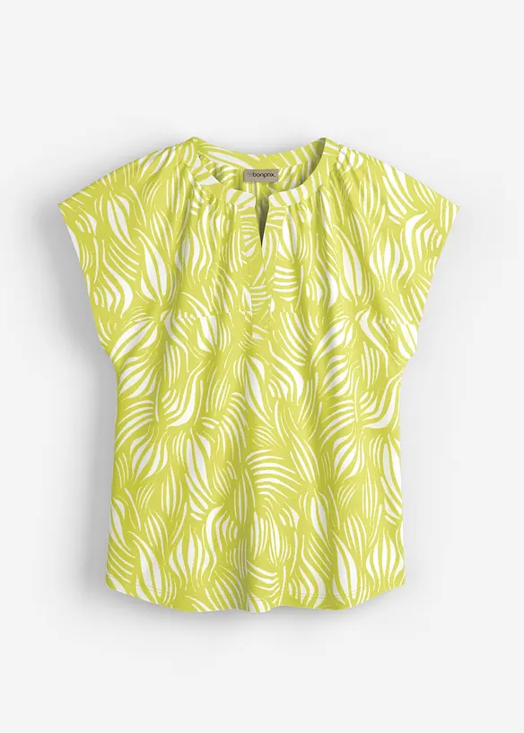 T-shirt col tunisien en viscose mélangée, bonprix
