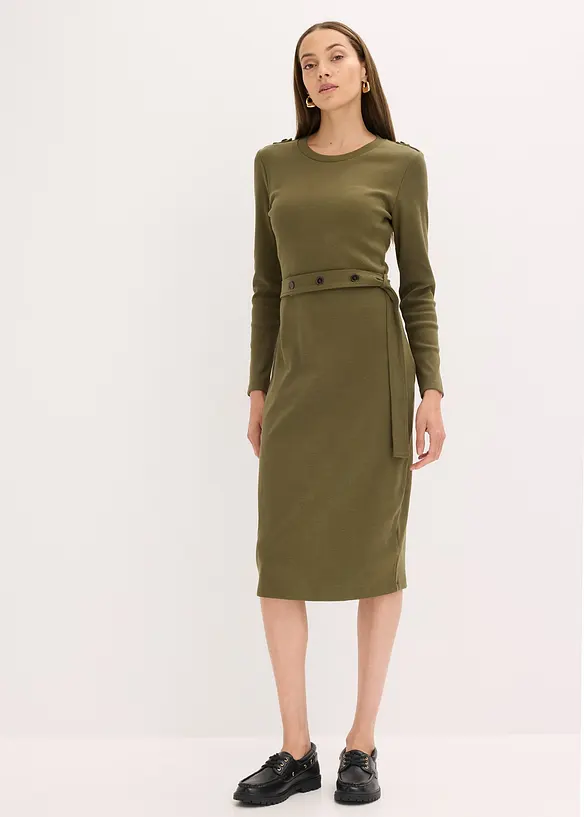 Midikleid aus elastischem Baumwoll-Mix, bonprix
