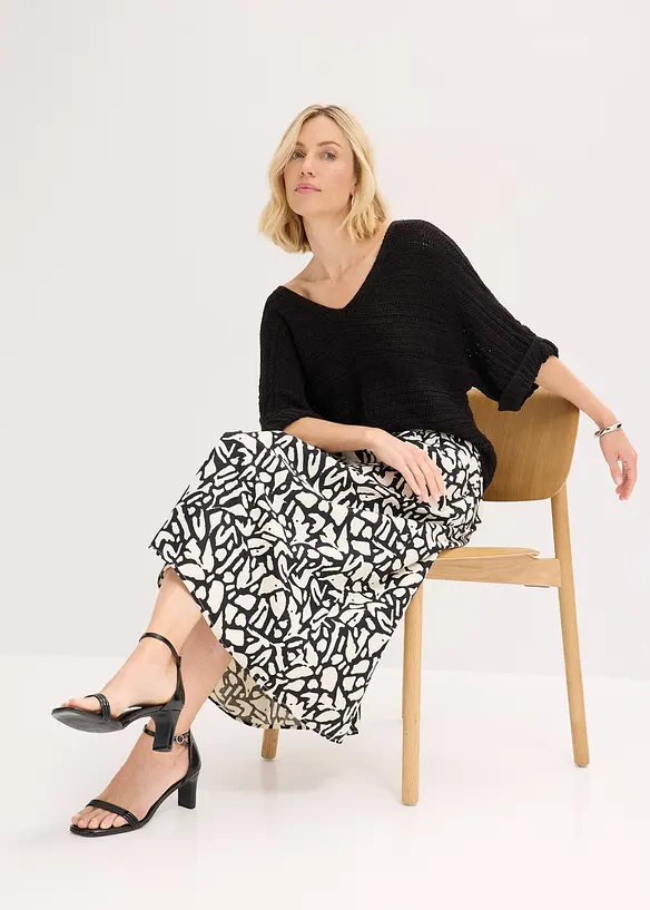 Jupe midi en popeline de coton, bonprix
