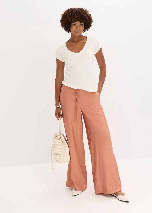 Pantalon palazzo aspect brillant, bonprix