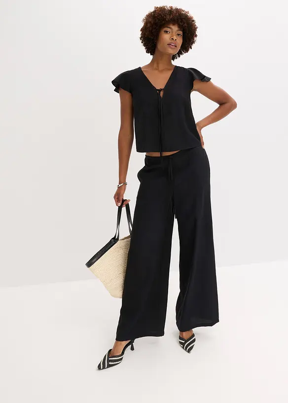 Pantalon palazzo aspect brillant, bonprix