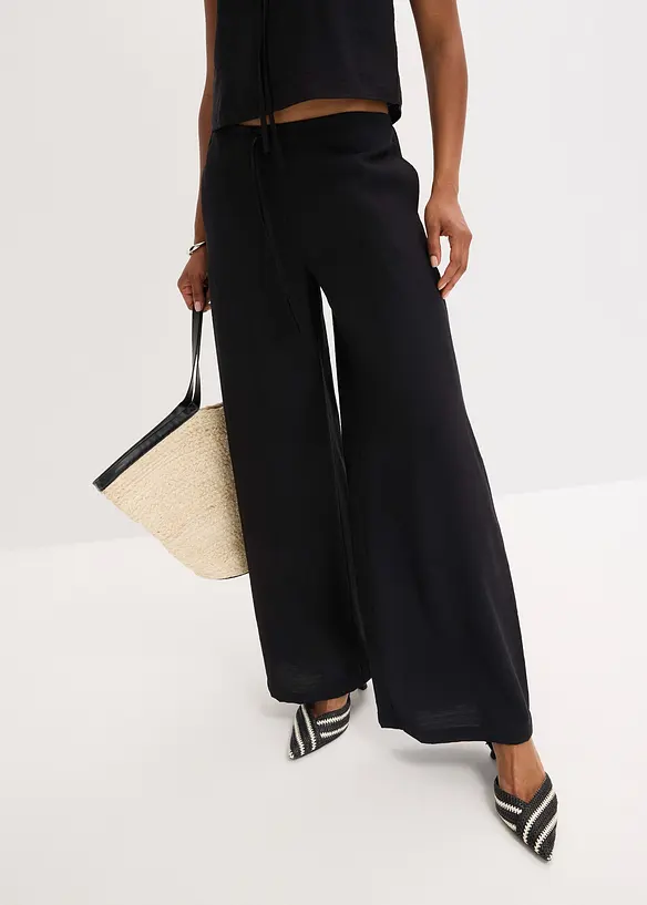 Pantalon palazzo aspect brillant, bonprix