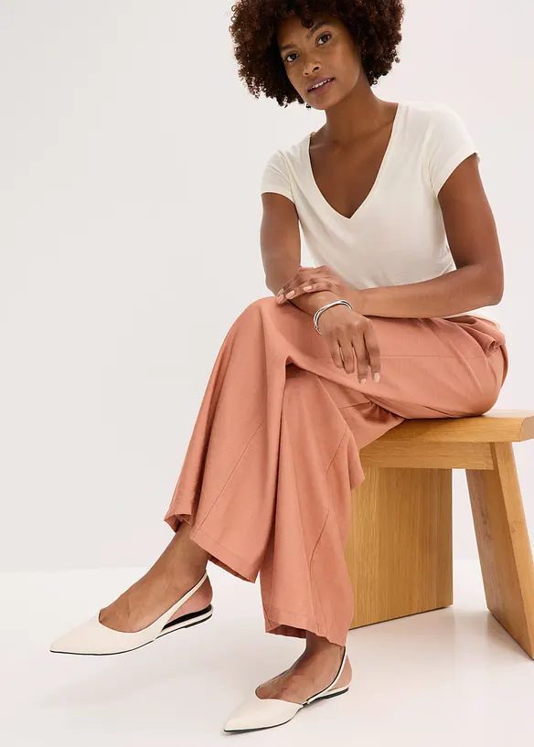 Pantalon palazzo aspect brillant, bonprix
