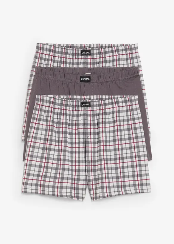 Lot de 3 caleçons en jersey à carreaux, bonprix