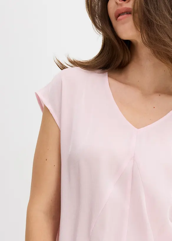 Blouse manches courtes en satin brillant, bonprix
