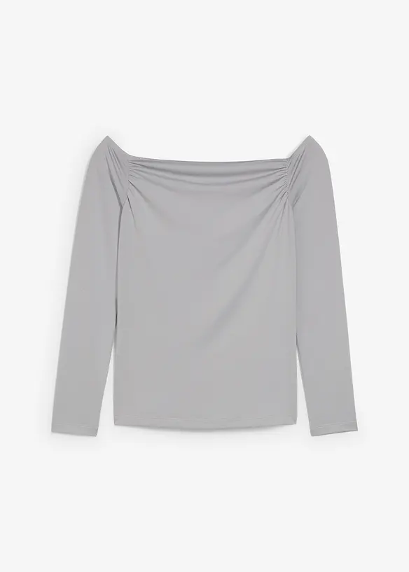 T-shirt col Bardot en jersey léger, bonprix