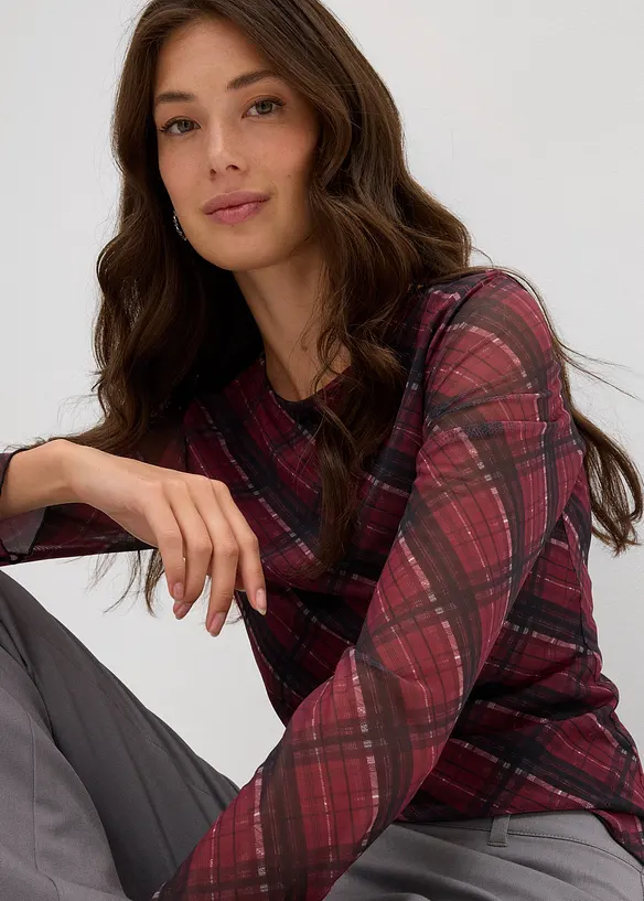 Langarmshirt aus feinem Mesh, bonprix