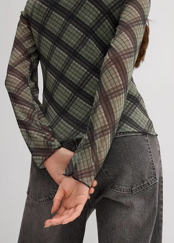 Langarmshirt aus feinem Mesh, bonprix