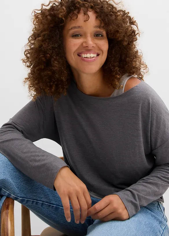 Top und Langarmshirt (2-tlg.Set) aus Jersey, bonprix