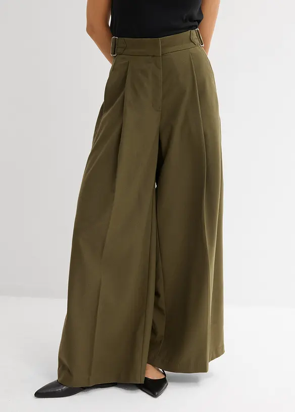 Pantalon en viscose mélangée avec boucles latérales, bonprix