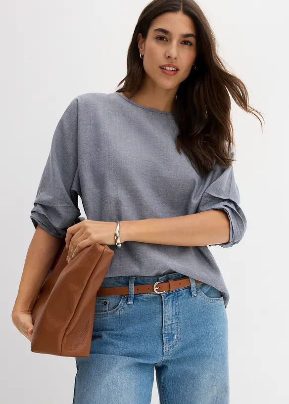 Loose Fit Blusenshirt aus reiner Baumwolle, bonprix