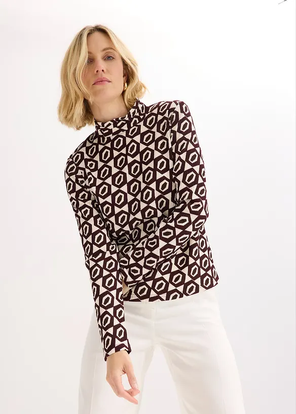 Stehkragenshirt mit Struktur, bonprix
