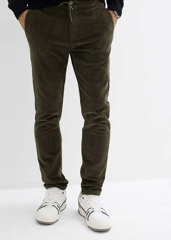 Pantalon jogger en velours côtelé extensible, Regular, bonprix