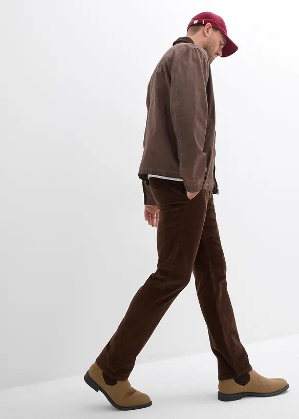 Pantalon droit en velours côtelé extensible, loose, bonprix
