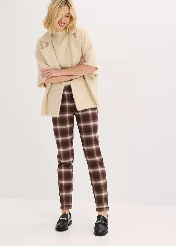 Pantalon &agrave; revers imprim&eacute; carreaux, bonprix