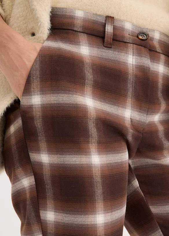 Pantalon &agrave; revers imprim&eacute; carreaux, bonprix