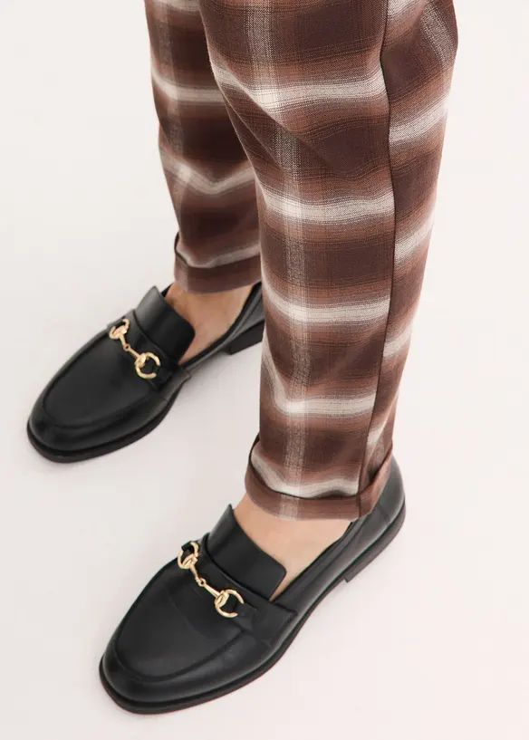 Pantalon &agrave; revers imprim&eacute; carreaux, bonprix