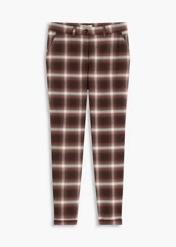 Pantalon &agrave; revers imprim&eacute; carreaux, bonprix